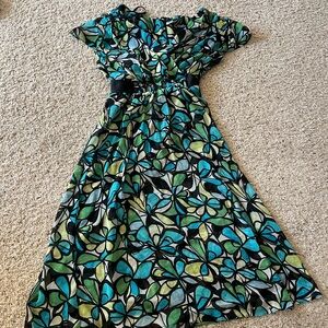 Elegant Blue and Green Floral Maxi Dress